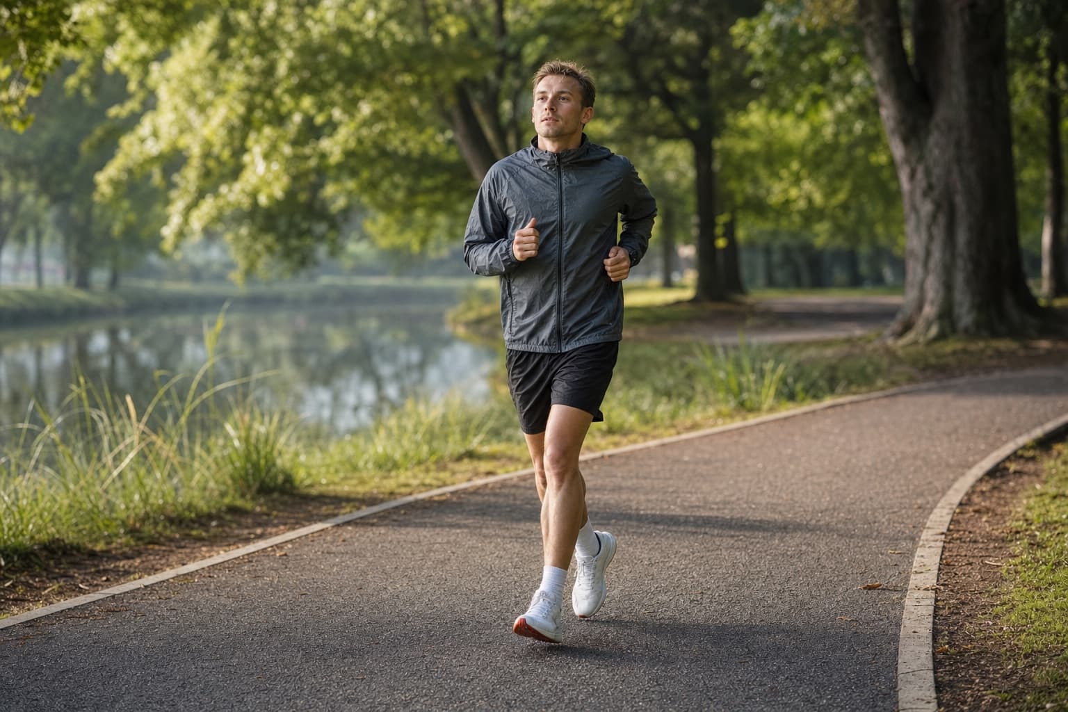 Runner enjoying a relaxed, easy shakeout run during a lighter week.